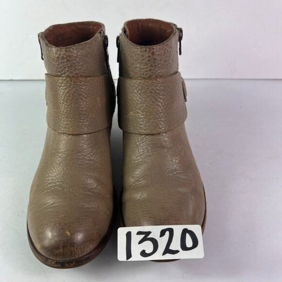 Kork Ease Boots Womens 7M Beige Distressed Leather Ankle Western Heel Side Zip - Picture 13 of 15